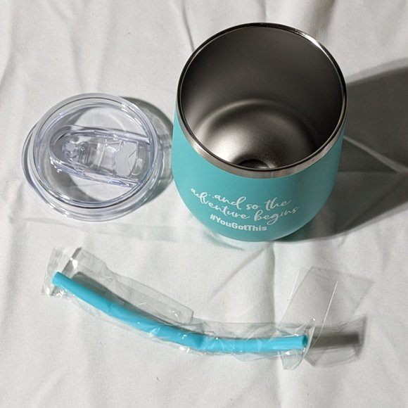 Brand New - Let the Adventure Begin Sassy Cup Tumbler Set in Mint & White - Picture 9 of 10